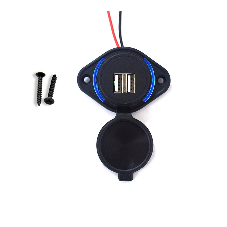 4.8A Dual USB Car Modification Car Motorcycle Ship Mobile Navigation Charger with Waterproof and Dustproof Cover