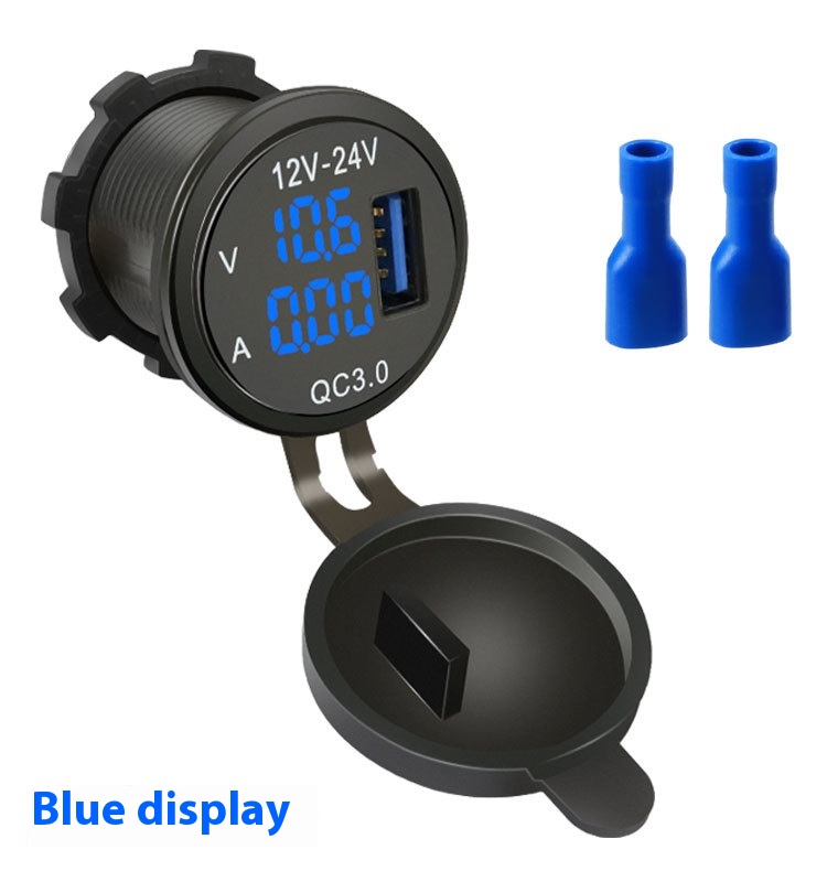 Automotive voltmeter and ammeter QC3.0 three in one